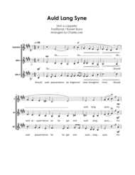 Auld Lang Syne - SAA a cappella trio Sheet Music by Robert Burns