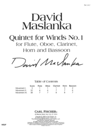 Quintet for Winds No. 1 Sheet Music by David Maslanka