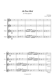 Ah Poor Bird - for Flute Quartet Sheet Music by Folk Song