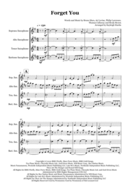 Forget You by Cee-Lo Green - Saxophone quartet (SATB) Sheet Music by Bruno Mars/Ari Levine/Philip L