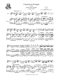 Vivaldi - Lute Concerto in D major RV 93 for Guitar and Cembalo or Piano Sheet Music by Antonio Vivaldi