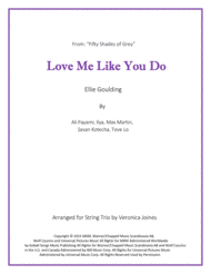 Love Me Like You Do for String Trio (Violin
