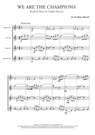 "We Are The Champions" for Saxophone Quartet Sheet Music by Queen