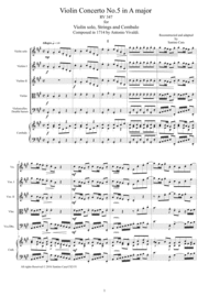 Vivaldi - Violin Concerto No.5 in A major Op.4 RV 347 for Violin solo