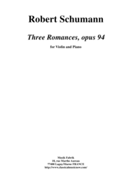 Robert Schumann: Three Romances (Drei Romanzen)