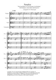 Paradise arranged for String Quartet with score
