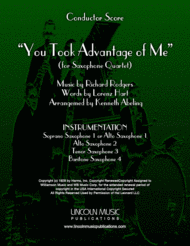 You Took Advantage of Me (for Saxophone Quartet SATB or AATB) Sheet Music by Richard Rodgers/Lorenz Hart