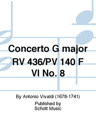 Concerto G major RV 436/PV 140 F VI No. 8 Sheet Music by Antonio Vivaldi