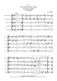 Purcell: "The Gordion Knot Untied": Suite No.1 - recorder quintet Sheet Music by Henry Purcell