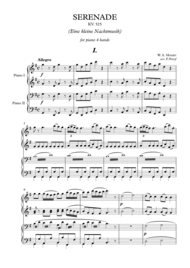 W. A. Mozart - Serenade KV. 525 ''Eine kleine Nachtmusik'' for piano 4 hands - complete score Sheet Music by Wolfgang Amadeus Mozart