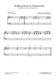 Wedding March by Mendelssohn - Easy Piano Version (With Chords) Sheet Music by Felix Bartholdy Mendelssohn
