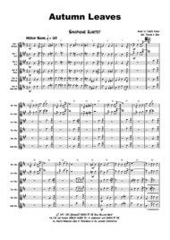 Autumn Leaves - Jazz Classic - Les feuilles mortes - Saxophone Quartet Sheet Music by Joseph Kosma