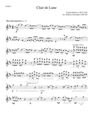 Clair de Lune (Debussy) Easy String Quartet or Quintet Sheet Music by Claude Debussy