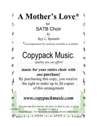 A Mother's Love Sheet Music by Roy L. Rummler