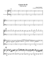 Canon In D Violin Cello Duet Sheet Music by Johann Pachelbel
