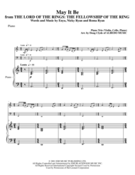 May It Be from THE LORD OF THE RINGS: THE FELLOWSHIP OF THE RING for Piano Trio Sheet Music by Enya