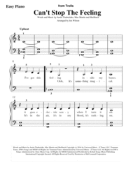 Can't Stop The Feeling (Easy Piano) Sheet Music by Justin Timberlake