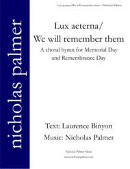 Lux aeterna/We will remember them Sheet Music by Nicholas Palmer