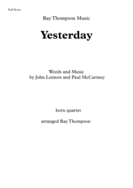The Beatles: Yesterday - horn quartet Sheet Music by The Beatles