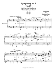 L.van Beethoven - Symphony no.5 Op.67 for piano  2nd mov.  Andante con moto Sheet Music by Ludwing van Beethoven