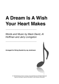 A Dream Is A Wish Your Heart Makes for String Quartet Sheet Music by Ilene Woods