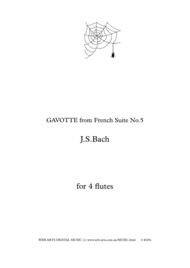 BACH GAVOTTE from French Suite No.5  for 4 flutes Sheet Music by Johann Sebastian Bach