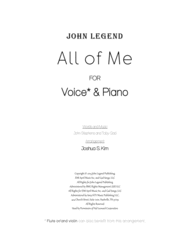 All Of Me for Voice & Piano (with full lyrics) Sheet Music by John Legend