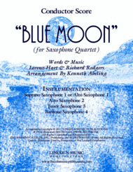 Blue Moon (for Saxophone Quartet SATB and AATB) Sheet Music by Elvis Presley