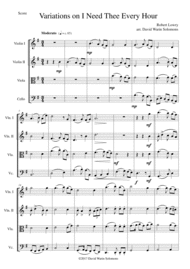 Variations on I Need Thee Every Hour for String quartet Sheet Music by Robert Lowry