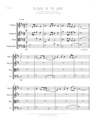Blowin' In The Wind (For String Quartet) Sheet Music by Bob Dylan