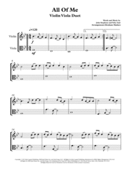 All Of Me by John Legend Violin and Viola Duet Sheet Music by John Legend