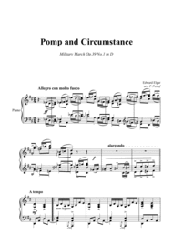 E. Elgar - Pomp and Circumstance - March Op.39 #1 - piano solo Sheet Music by Edward Elgar