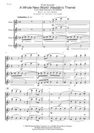 (Flute Quartet) A Whole New World (from 'Aladdin') Sheet Music by Alan Menken