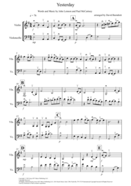 Yesterday for Violin and Cello Duet Sheet Music by The Beatles