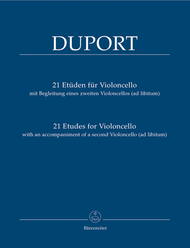 21 Etueden for Violoncello with accompaniment of a second Violoncello (ad lib) Sheet Music by Jean-Louis Duport