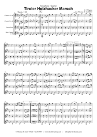 Tiroler Holzhacker Marsch - German Polka March - Oktoberfest - Clarinet Quartet Sheet Music by J. F. Wagner