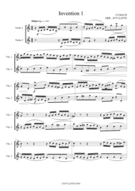 Violin duets - 5 J S Bach keyboard inventions arranged for 2 Violins. Sheet Music by J S Bach