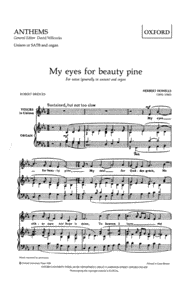 My eyes for beauty pine Sheet Music by Herbert Howells
