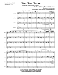 Chim Chim Cher-ee from Walt Disney's MARY POPPINS flute quartet version Sheet Music by Richard M. Sherman