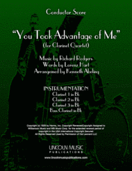 You Took Advantage of Me (for Clarinet Quartet) Sheet Music by Richard Rodgers/Lorenz Hart