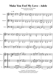 Make You Feel My Love - Adele (arranged for String Trio) Sheet Music by Adele
