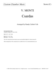 Monti Csardas (Czardas): duet for violin and cello/viola Sheet Music by Vittorio Monti