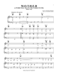 M-O-T-H-E-R (A Word That Means The World To Me) Sheet Music by Howard Johnson