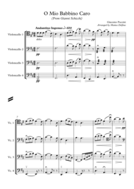 O Mio Babbino Caro (Cello Quartet) Sheet Music by Giacomo Puccini