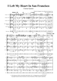 I Left My Heart In San Francisco - Tony Bennett - Clarinet Quartet Sheet Music by Tony Bennett