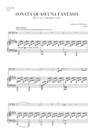 Moonlight Sonata for Cello and Piano Sheet Music by Ludwig van Beethoven
