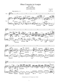 Bach - Oboe Concerto in A major BWV 1055 for Oboe and Piano Sheet Music by Bach Johann Sebastian