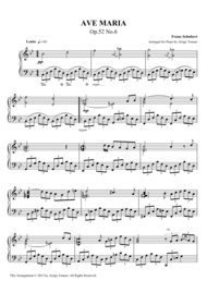 Schubert's Ave Maria for Piano solo Sheet Music by Franz Schubert