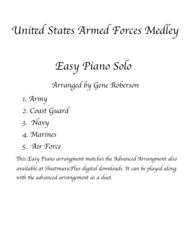 Armed Forces Medley EASY PIANO Sheet Music by Traditional