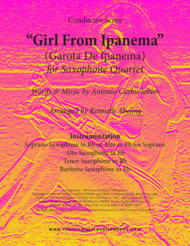 The Girl From Ipanema (Garota De Ipanema) (for Saxophone Quartet SATB or AATB) Sheet Music by Frank Sinatra